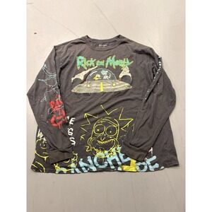 Rick and Morty Graffiti Tie-Dye Long Sleeve Graphic T-Shirt Adult Size XL